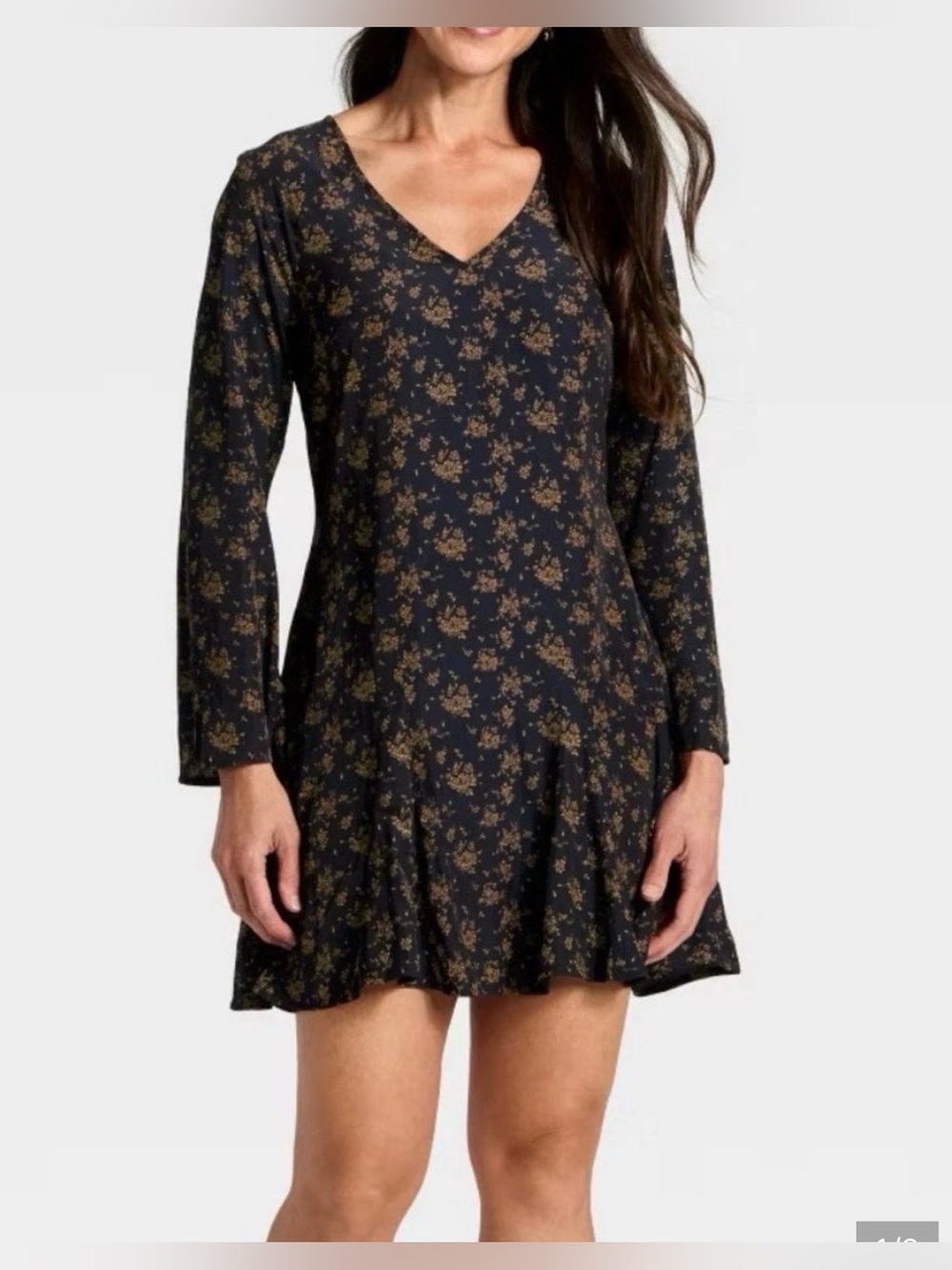 Universal Thread Navy Mini Dress with Tan Floral Print XL